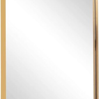 ANDY STAR Gold Bathroom Mirror for Wall, 20x28” Brushed Brass Metal Rounded Corner Rectangle Mirror, Wall Mirror in Stainless Steel Metal Frame, 1" Deep Set Design Hangs...