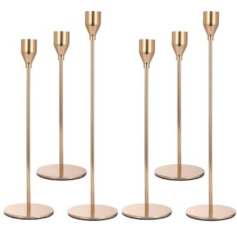 Anndason Set of 6 Gold Candlestick Holders Gold Candle Holder Taper Candle Holders Candle Holders Decorative Candlestick Holder for Home Decor, Wedding, Dinning, Party,...