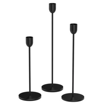 ChefBee Black Candle Candlestick Holder - 3PCS Taper Candle Holders for Table Centerpiece Wedding Festive Decor, Tall Candle Sticks Holder Decor for Pillar Candle, Fit 3/4"...