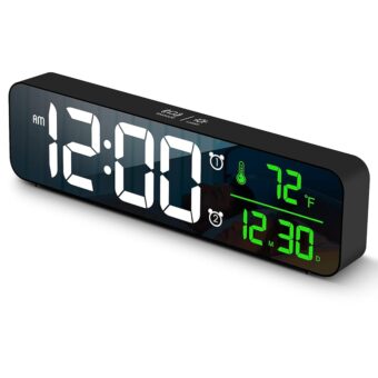 Digital Large Display Alarm Clock for Living Room Office Bedroom Decor LED Electronic Date Temp Display Wall Electric Clocks Automatic Brightness Dimmer Smart Cool Modern Desk...