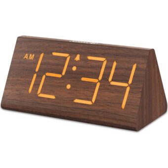 DreamSky Wooden Digital Alarm Clocks for Bedrooms - Electric Desk Clock with Large Numbers, USB Port, Loud Alarm for Heavy Sleepers, Adjustable Volume, Dimmer, Snooze, DST,...