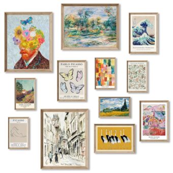 Eclectic Decor, Maximalist Decor, Minimalist wall art, Funky Decor for Room Aesthetic, Trendy Famous Artist Painting Poster, Gallery Wall Art Prints for Bedroom Bathroom,...