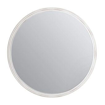 Fetco Wall Mount MR3802W 30-in. Round Carved Frame Mirror, White