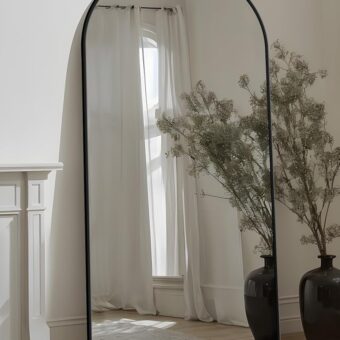 Full Length Mirror, 76"x34" Floor Mirror, Floor Standing Mirror Freestanding Arch Full Body Mirror with Stand for Bedroom, Hanging Mounted Mirror for Living Room Cloakroom, Black