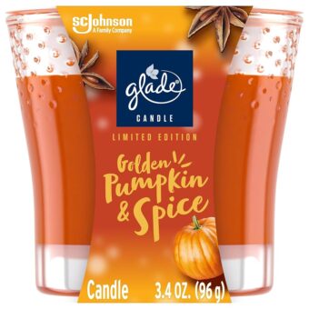 Glade Candle Jar, Air Freshener, Golden Pumpkin & Spice, Limited Edition Scent, 3.4 Oz