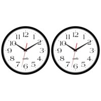 HIPPIH 2 Pack Silent Wall Clock, 10 Inch Non Ticking Quiet Digital Sweep Decorative Battery Operated Wall Clocks for Living Room Bedroom Kitchen School Office Decor, Black