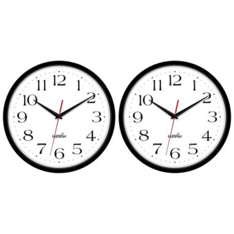 HIPPIH 2 Pack Silent Wall Clock, 10 Inch Non Ticking Quiet Digital Sweep Decorative Battery Operated Wall Clocks for Living Room Bedroom Kitchen School Office Decor, Black