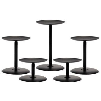 Homemory Black Halloween Candle Holders for Pillar Candles Set of 5, Metal Candle Holders for Table Centerpiece, Modern Candle Stand Candle Pedestal Decorative for Dining...