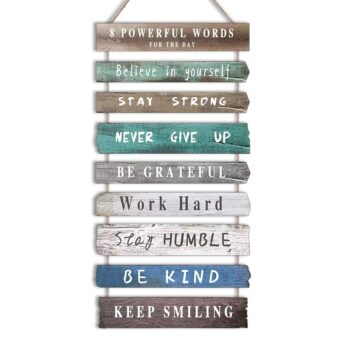 Inspirational Wall Art Decor for Office, Wooden Rustic Hanging Motivational Wall Art Decoration Sign, Inspiring Positive Quotes Wall Art for Home Living Room Bedroom Bathroom...