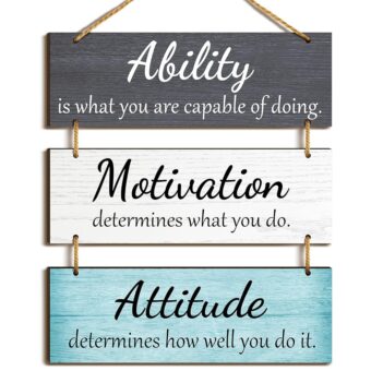 Jetec Office Wall Decor Inspirational Rustic Wall Decor Office Decor Motivational Wall Plaques with Sayings Wooden Wall Hangings Ability Sign Bathroom Decor for Home Office Wall...