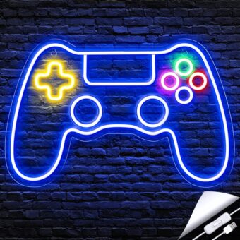 Kavaas Gamer Neon Sign, Game Controller Neon Sign for Gamer Room Decor - Gaming Neon Sign for Teen Boy Room Decor, LED Game Neon Sign Gaming Wall decor - Best Gamer Gifts for...