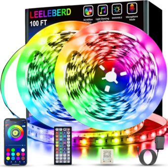 Led Lights for Bedroom 100 ft (2 Rolls of 50ft) Music Sync Color Changing RGB Led Strip Lights with Remote App Control Bluetooth Led Strip, Led Lights for Room Home Kitchen...