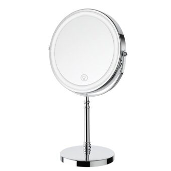 Lighted Makeup Mirror, 8" Rechargeable Double Sided Magnifying Mirror with 3 Colors, 1x/10x 360° Rotation Touch Screen Vanity Mirror, Brightness Adjustable Magnification...