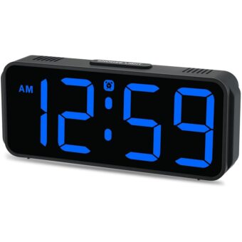 Peakeep Small Digital Alarm Clock Plug in for Bedrooms Bedside, Tiny Electric Clock Large Big Numbers Display with Battery Backup for Desk Table, 6 Dimmers, 5 Adjustable Alarm...