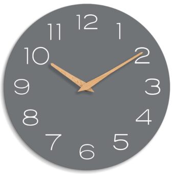 Wall Clock, 12 Inch Wall Clocks Battery Operated Silent Non-Ticking, Grey Wooden Wall Clocks for Bedroom, Kitchen, Home, Living Room, Office, School (Gray)