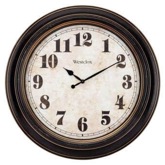 Westclox Traditional Large Wall Clock Battery-Operated Clock for Living Room, Bedroom, Office | Ideal Housewarming Gift (20 Inch, Black-Brown)