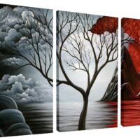 Wieco Art The Cloud Tree 3 Panels Modern Canvas Wall Art Prints Artwork Abstract Seascape Paintings Reproduction Sea Beach Pictures on Canvas for Home Decorations Wall Decor