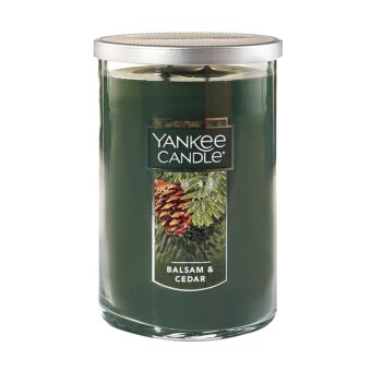 Yankee Candle Balsam & Cedar Scented, Classic Large 22oz Dual-Wick Tumbler Candle, Over 75 Hours Burn Time, Ideal for Holiday Season