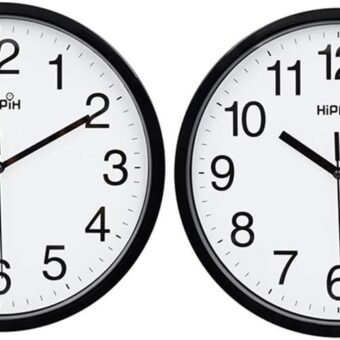 Yoobure 2 Pack Silent Wall Clock，10 Inch Quartz Decorative Wall Clock Non-Ticking Classic Digital Clock Battery Operated Round Easy to Read Home/Office/School Clock…