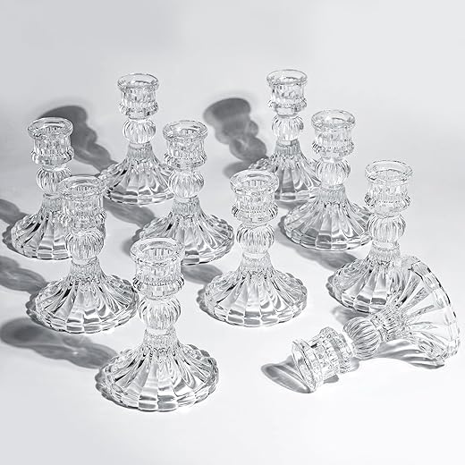 10 Pcs Glass Candlestick Holders Set Review