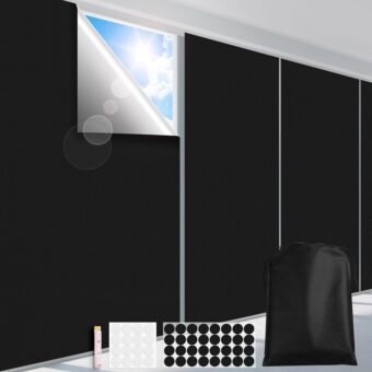 100% Blackout Curtains for Bedroom 118" x 57" Portable Blackout Shades Film No Drilling Travel Blackout Blinds Sun Light Blocker Window Cover Black Out Curtains for Nursery Dorm...