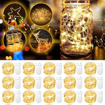 20 Pack Fairy Lights Battery Operated 3.3ft 20 LED Mini String Lights Twinkle Lights Copper Wire Firefly Starry Lights for Mason Jars Wedding Party Christmas Centerpiece Table...