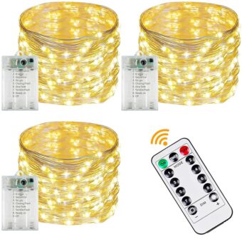 3-Pack 78FT 240 LED Fairy Lights Battery Operated with Timer & Remote, Waterproof Twinkle Lights Outdoor Indoor 8 Modes for Bedroom Centerpiece Patio Wedding Tree Mason Jar...