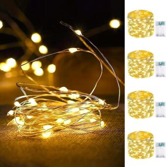 4-Pack Fairy Lights Battery Operated with Timer, Waterproof 16FT 50 LED String Lights Outdoor Indoor, Cuttable Twinkle Lights for Christmas Home Bedroom Wedding DIY Centerpiece...