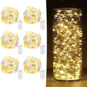 6 Pack Fairy Lights Battery Operated 7ft 20 LED Mini String Lights Twinkle Lights Silver Wire Firefly Starry Lights for Mason Jars Wedding Party Christmas Centerpiece Table...