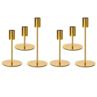 Anndason 6 PCS Gold Candlestick Holders Gold Candle Holder Taper Candle Holders Candle Holders Decorative Candlestick Holder for Home Decor, Wedding, Dinning, Party, Anniversary...