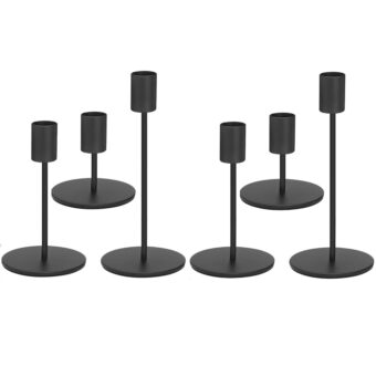 Anndason Set of 6 Black Candlestick Holders Black Candle Holder Black Taper Candle Holders Candle Holders Decorative Candlestick Holder for Home Decor, Wedding, Dinning, Party,...