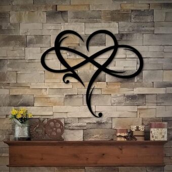 AOOLVY Infinity Heart Wall Decor, Unique Infinity Heart Metal Art Wall Decor Love Sign Steel Wall Plaques Bedroom Ornaments for Home Wedding Decor, Room Living Room Decoration...