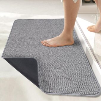 Bath Mat,Ultra Thin Bath Rugs,Rubber Bath Mats for Bathroom,Quick Dry,Non-Slip,Machine Washable,Fit Under Door,Super Absorbent Bathroom Rugs for Bathroom...