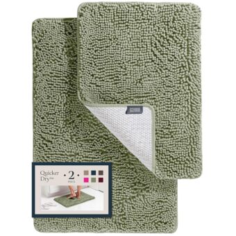 BELADOR Bathroom Rugs Sets 2 Piece- Plush Bath Mat Set Quick-Dry Soft Chenille Bathroom Mat with Rubber Backing, Absorbent Bathroom Rug Set, Washable Bath Rugs for Bathroom-...