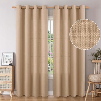 BGment Faux Linen Curtains for Living Room 84 Inch Length 2 Panels Set, Burlap Textured Thick Long Curtains Light Filtering Privacy Window Curtain Drapes with Grommet, 52 Inch...