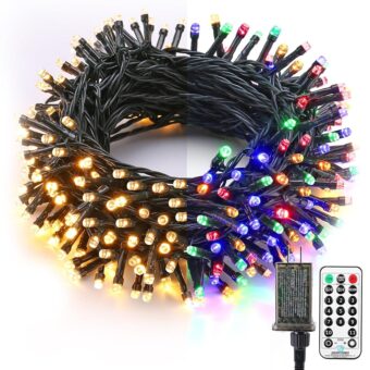 Brizled Christmas Lights, 65.67ft 200 LED Color Changing Tree Lights 11-Function Warm White & Multicolored Christmas Lights, Connectable 29V Safe Adapter Remote Decorative...