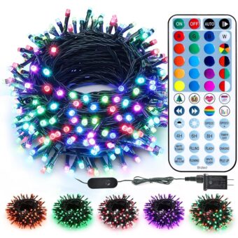 Brizled Color Changing Christmas Lights, 66ft 200 LED RGB String Lights with Remote, Dimmable Outdoor Christmas Lights, Mini Christmas Tree Lights Indoor, Plugin Xmas Lights for...