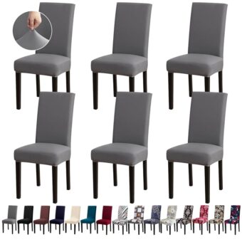 Chair Covers, Dining Room Chair Covers, Stretch Kitchen Chair Covers/Dining Room Chair Covers Set of 6, Removable Washable Dining Chair Slipcovers for Home, Hotel, Banquet