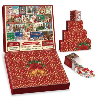 Christmas Advent Calendar Puzzle 1000 Piece for Adult, Christmas Countdown Calendar 2024 Jigsaw Puzzle, Holiday Santa Puzzle for Adult 1000 Piece