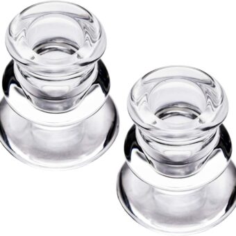 Clear Glass Candlestick Holders, Set of 2 Taper Candle Holders for Wedding, Decoration and Dinning