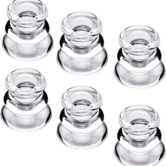 Clear Glass Candlestick Holders, Set of 6 Taper Candle Holders for Wedding, Decoration and Dinning