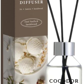 COCODOR Classic Reed Diffuser/Dark Vanilla&Sandalwood/3.4oz(100ml)/1 Pack/Home Fragrance Scent Essential Oil Stick Diffuser for Bedroom Bathroom Home Décor