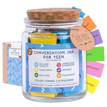 Conversation Jar for Teens, 150 Fun & Deep Questions, Conversation Cards for Teens, Family Talking Cards, Connection & Understand Teens, Teen Parties, Road Trips Activities Age...