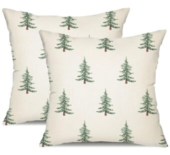 DFXSZ Christmas Pillow Covers 18x18 inch Set of 2 Christmas Tree Decorative White Throw Pillow Covers Winter Famliy Decoration for Home Couch TH-30B18