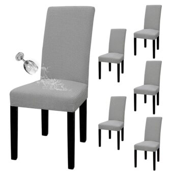 Easy-Going 100% Waterproof Dining Room Chair Cover Set of 6, Stretch Jacquard Parson Chair Slipcover Removable Washable Chair Protector for Home, Restaurant, Banquet (Large,...