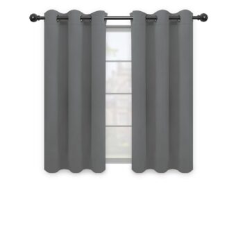 Easy-Going Blackout Curtains for Bedroom, Solid Thermal Insulated Grommet and Noise Reduction Window Drapes, Room Darkening Curtains for Living Room, 2 Panels(42x63 in, Gray)