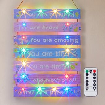 FIOBEE Girls Room Décor for Teen Girls Boys with LED Light Nursery Wall Décor for Bedroom Motivational Inspirational Wall Art Girl Room Decoration for Kids Living Room, 8 Kinds...