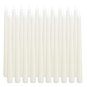 flamecan Ivory Taper Candles, Set of 20 Unscented and Smokeless 10 Inch Taper Candles Long Burning, Paraffin Wax with Cotton Wicks for Burning Approxinately 7-8 Hours Time