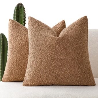 Foindtower Pack of 2 Textured Boucle Throw Pillow Covers Accent Solid Pillow Cases Cozy Soft Decorative Couch Cushion Case for Chair Sofa Bedroom Living Room Home Decor, 20 x 20...