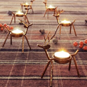 FORUP 6 Pack Metal Reindeer Tea Light Candle Holders, Christmas Decoration for Home, Reindeer Candle Holder, Metal Candle Holder, Christmas Candle Holder